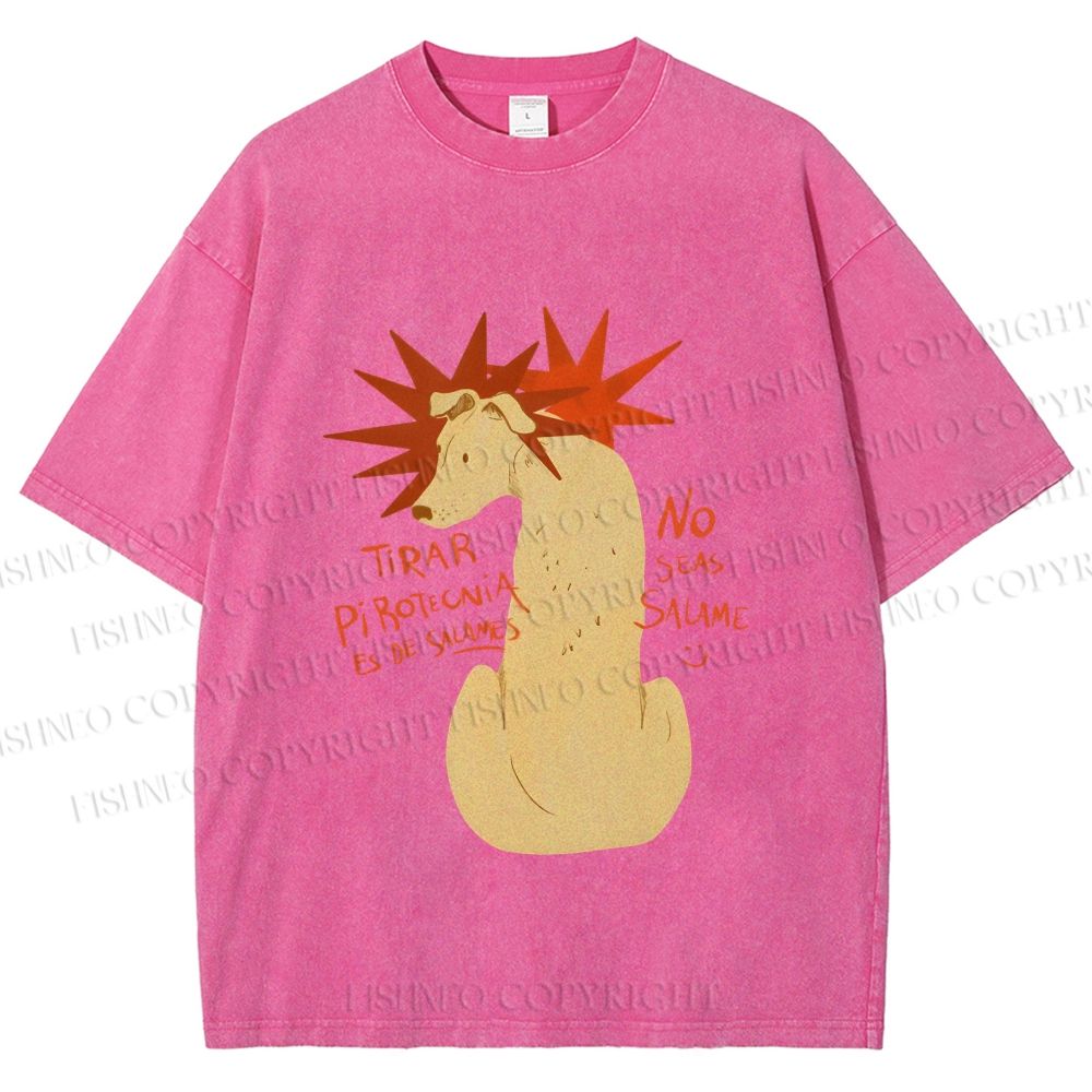 Unisex Dog With Stars Printed Washed Tee