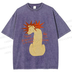 Unisex Dog With Stars Printed Washed Tee