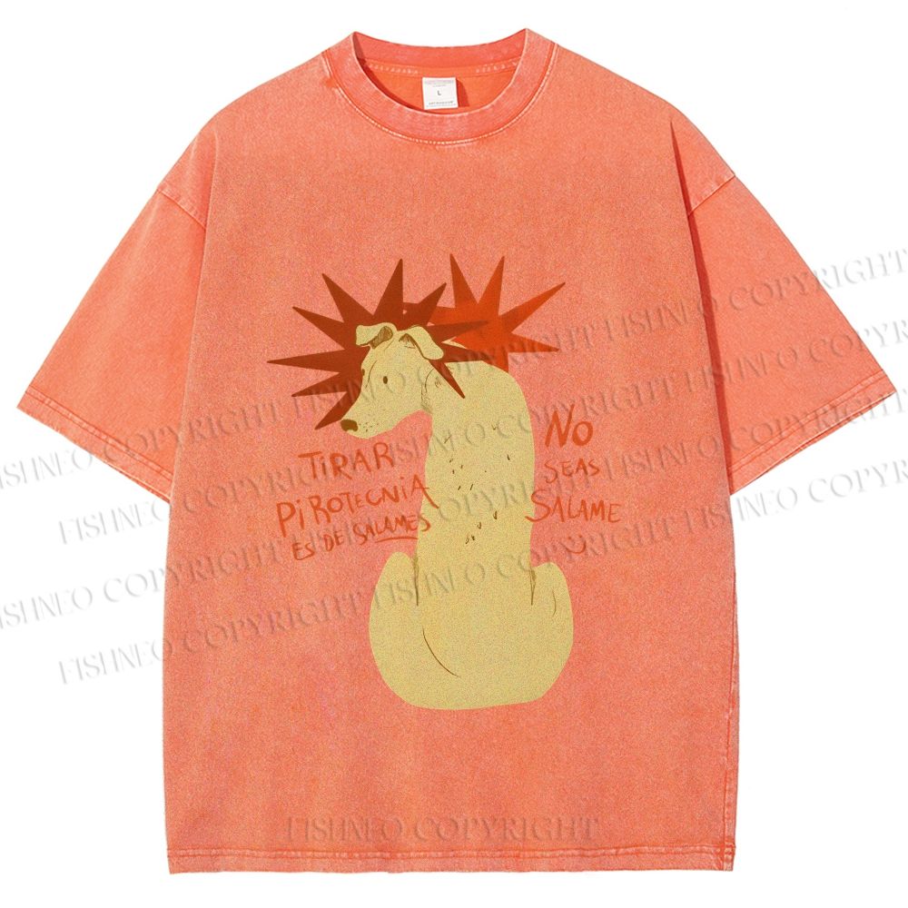 Unisex Dog With Stars Printed Washed Tee