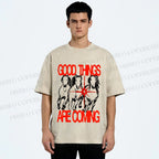 Unisex Horse Good Things Coming Printed Washed Tee