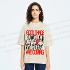 Unisex Horse Good Things Coming Printed Washed Tee