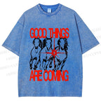 Unisex Horse Good Things Coming Printed Washed Tee