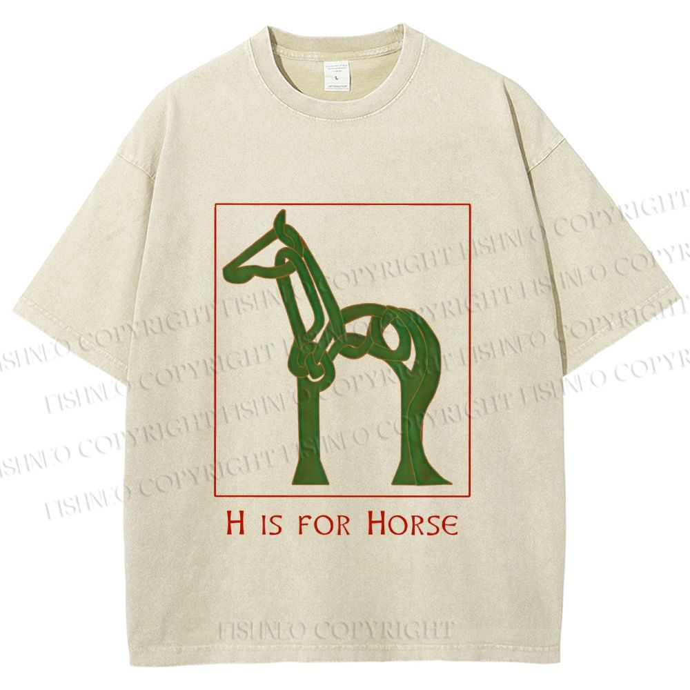 Unisex H is For Horse Printed Washed Tee