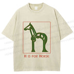 Unisex H is For Horse Printed Washed Tee