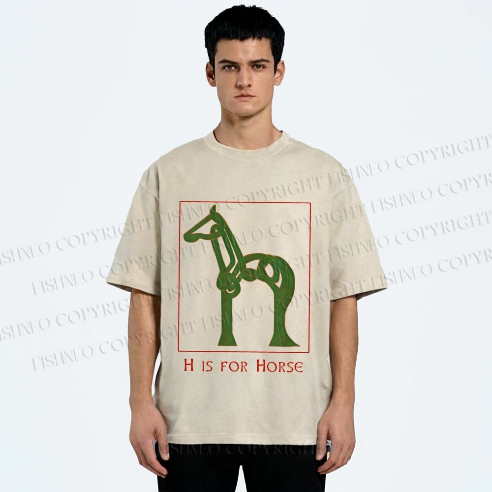 Unisex H is For Horse Printed Washed Tee