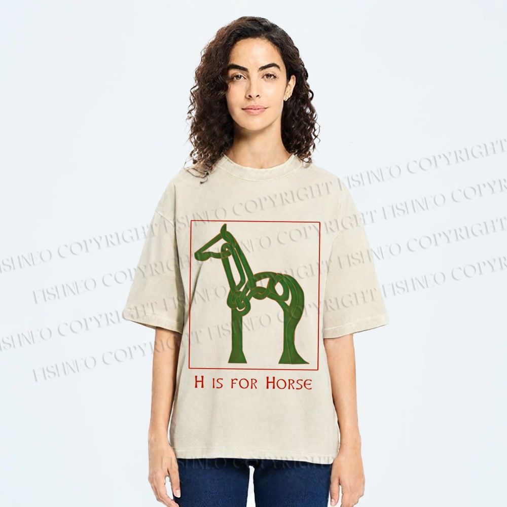 Unisex H is For Horse Printed Washed Tee