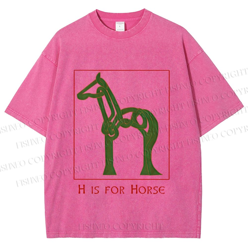 Unisex H is For Horse Printed Washed Tee