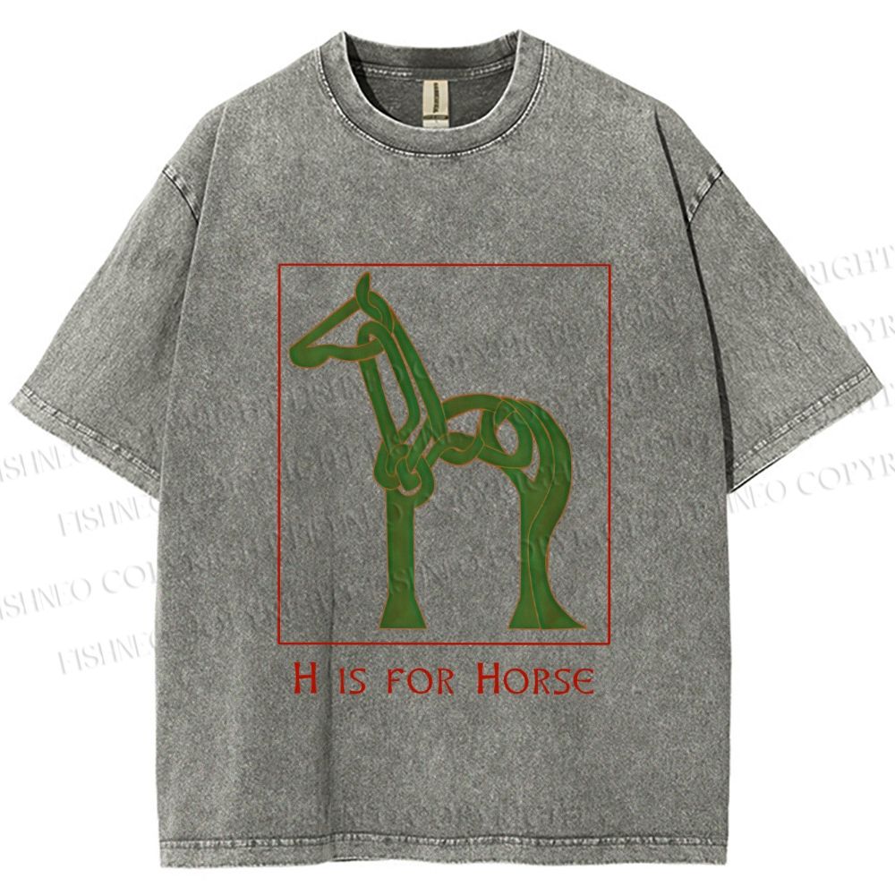 Unisex H is For Horse Printed Washed Tee