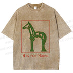 Unisex H is For Horse Printed Washed Tee