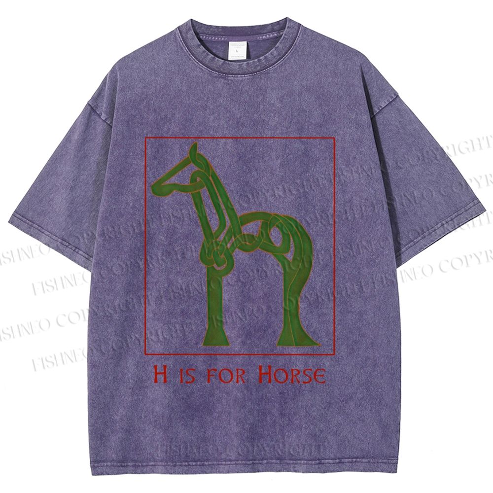 Unisex H is For Horse Printed Washed Tee