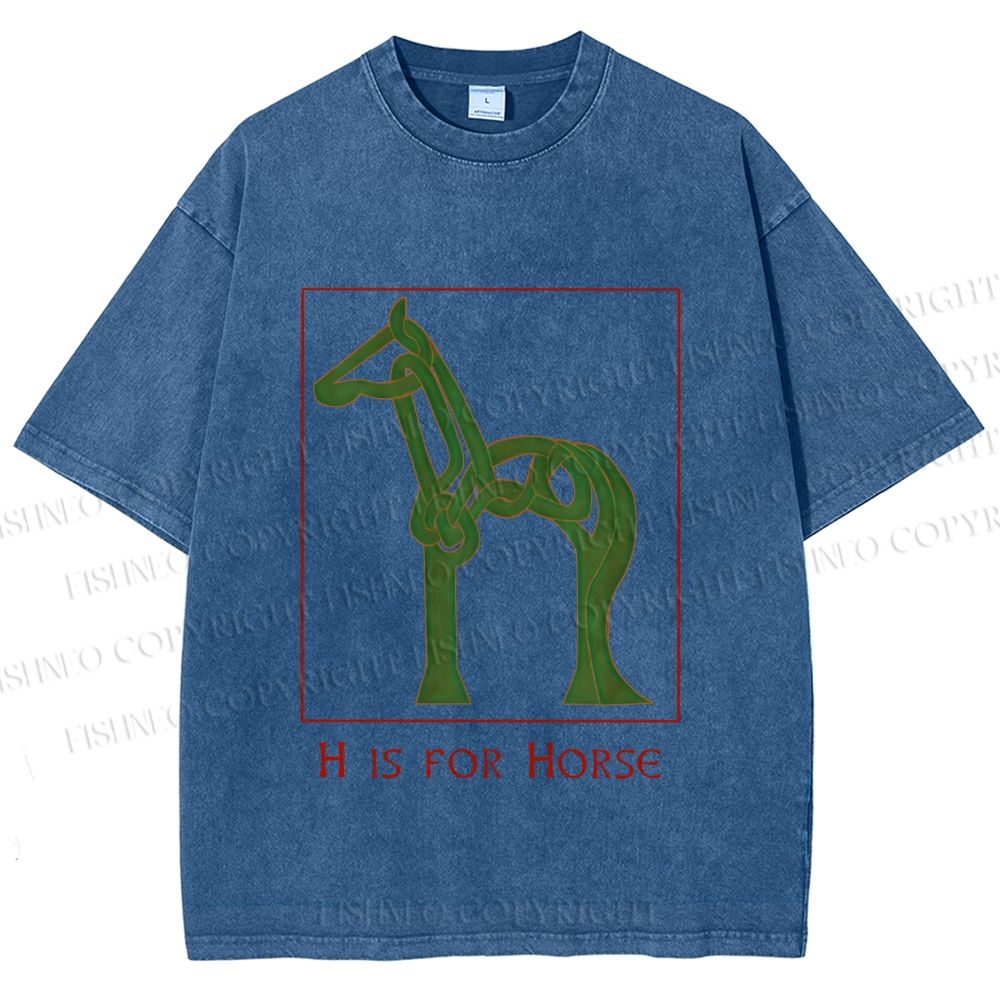Unisex H is For Horse Printed Washed Tee