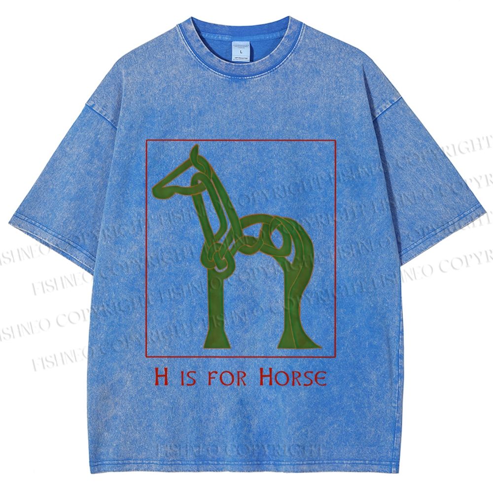 Unisex H is For Horse Printed Washed Tee