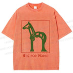 Unisex H is For Horse Printed Washed Tee
