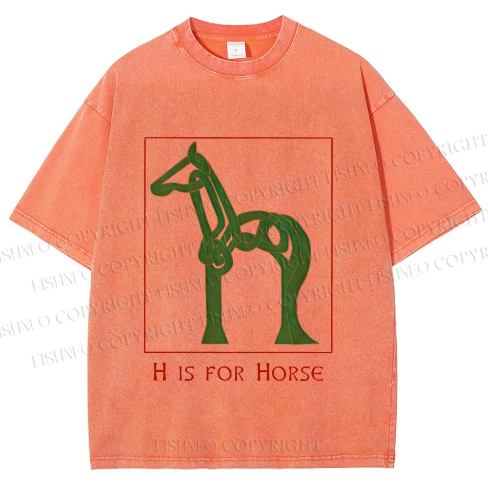 Unisex H is For Horse Printed Washed Tee