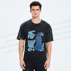 Unisex Wild Things Blue Panther Printed Washed Tee