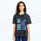 Unisex Wild Things Blue Panther Printed Washed Tee