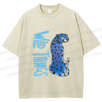 Unisex Wild Things Blue Panther Printed Washed Tee