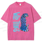 Unisex Wild Things Blue Panther Printed Washed Tee