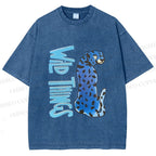 Unisex Wild Things Blue Panther Printed Washed Tee