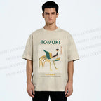 Unisex Edo Period Tomoki Bird Printed Washed Tee