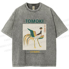 Unisex Edo Period Tomoki Bird Printed Washed Tee