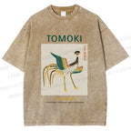 Unisex Edo Period Tomoki Bird Printed Washed Tee