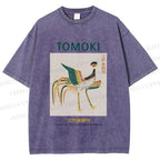 Unisex Edo Period Tomoki Bird Printed Washed Tee
