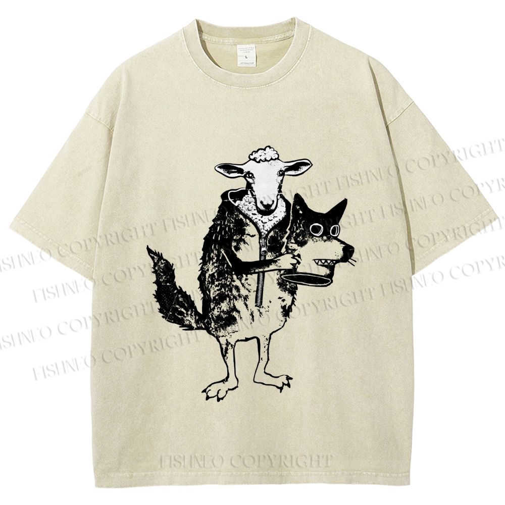 Unisex Sheep In Wolf’s Clothing Printed Washed Tee