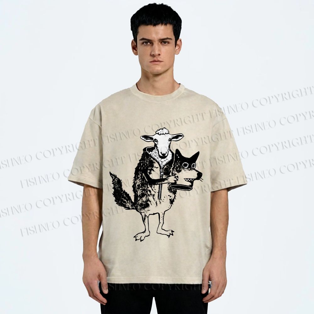 Unisex Sheep In Wolf’s Clothing Printed Washed Tee