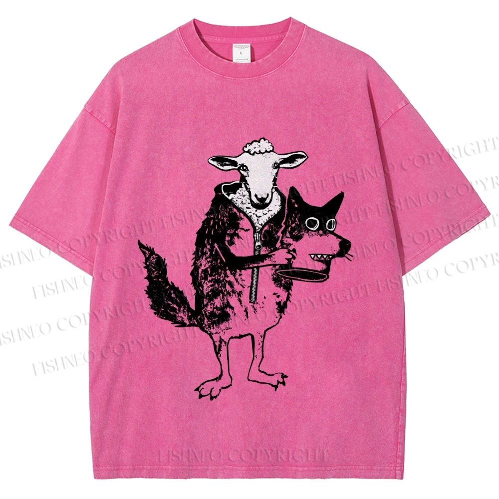 Unisex Sheep In Wolf’s Clothing Printed Washed Tee