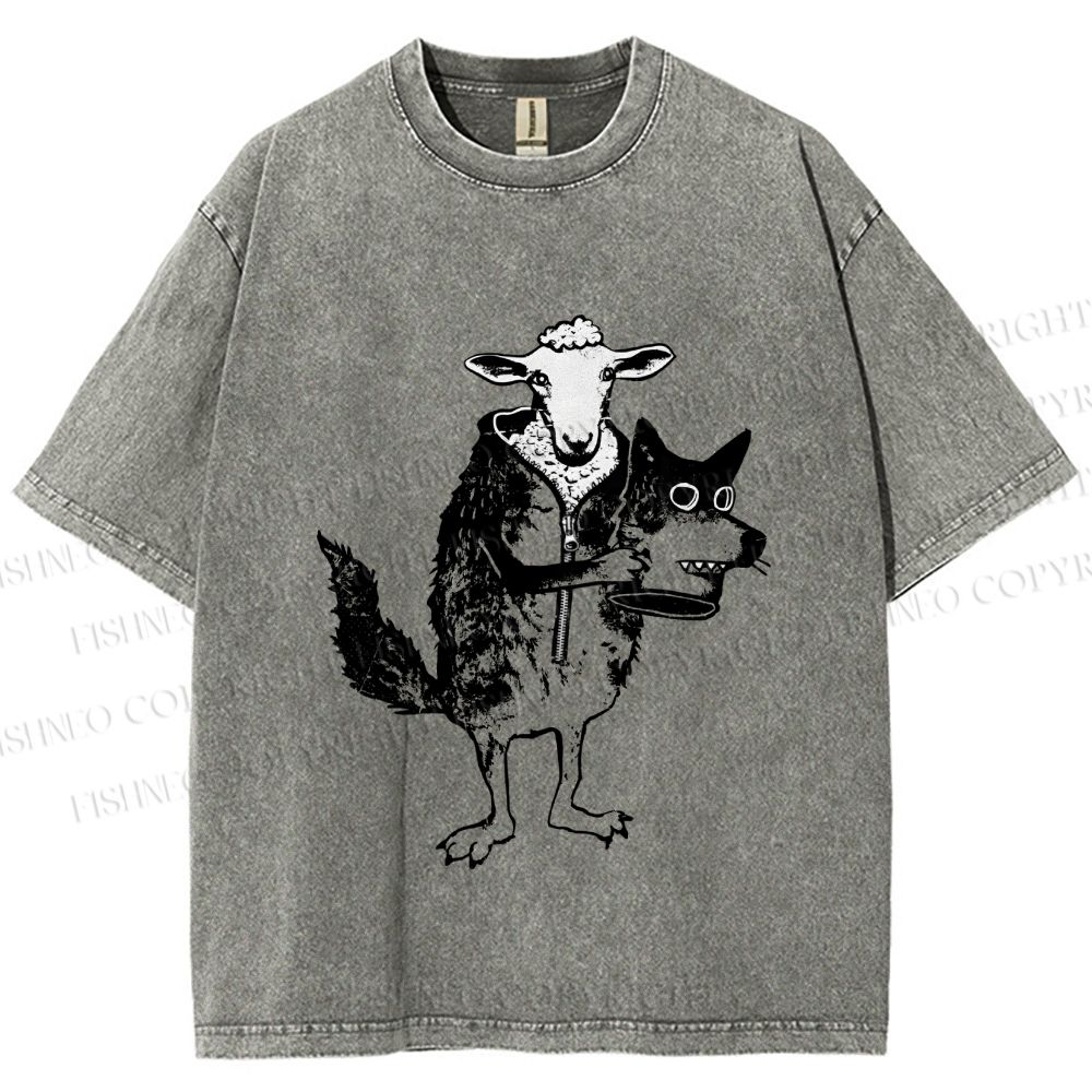 Unisex Sheep In Wolf’s Clothing Printed Washed Tee