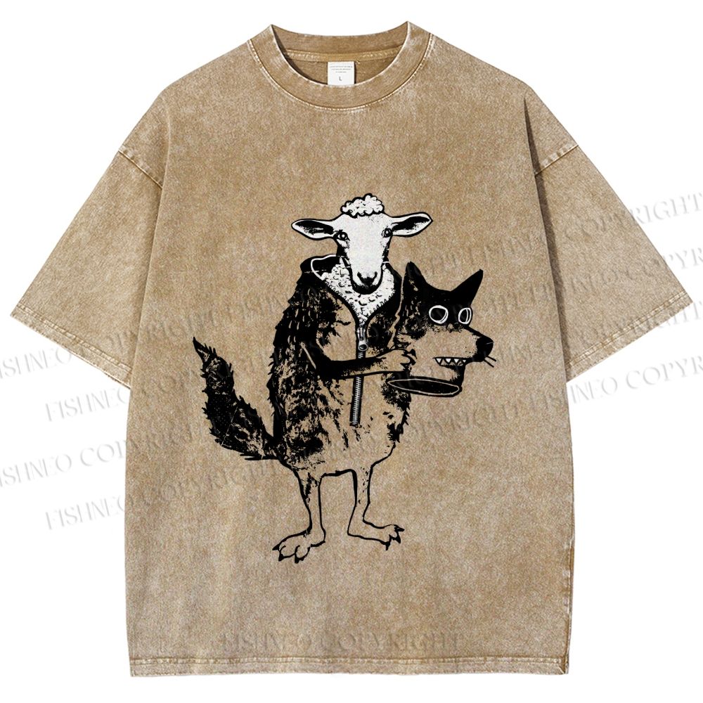 Unisex Sheep In Wolf’s Clothing Printed Washed Tee