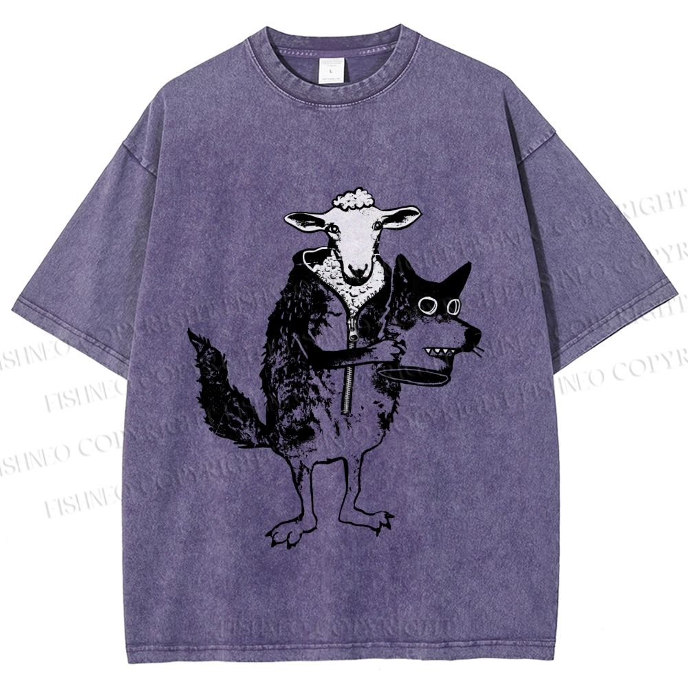 Unisex Sheep In Wolf’s Clothing Printed Washed Tee