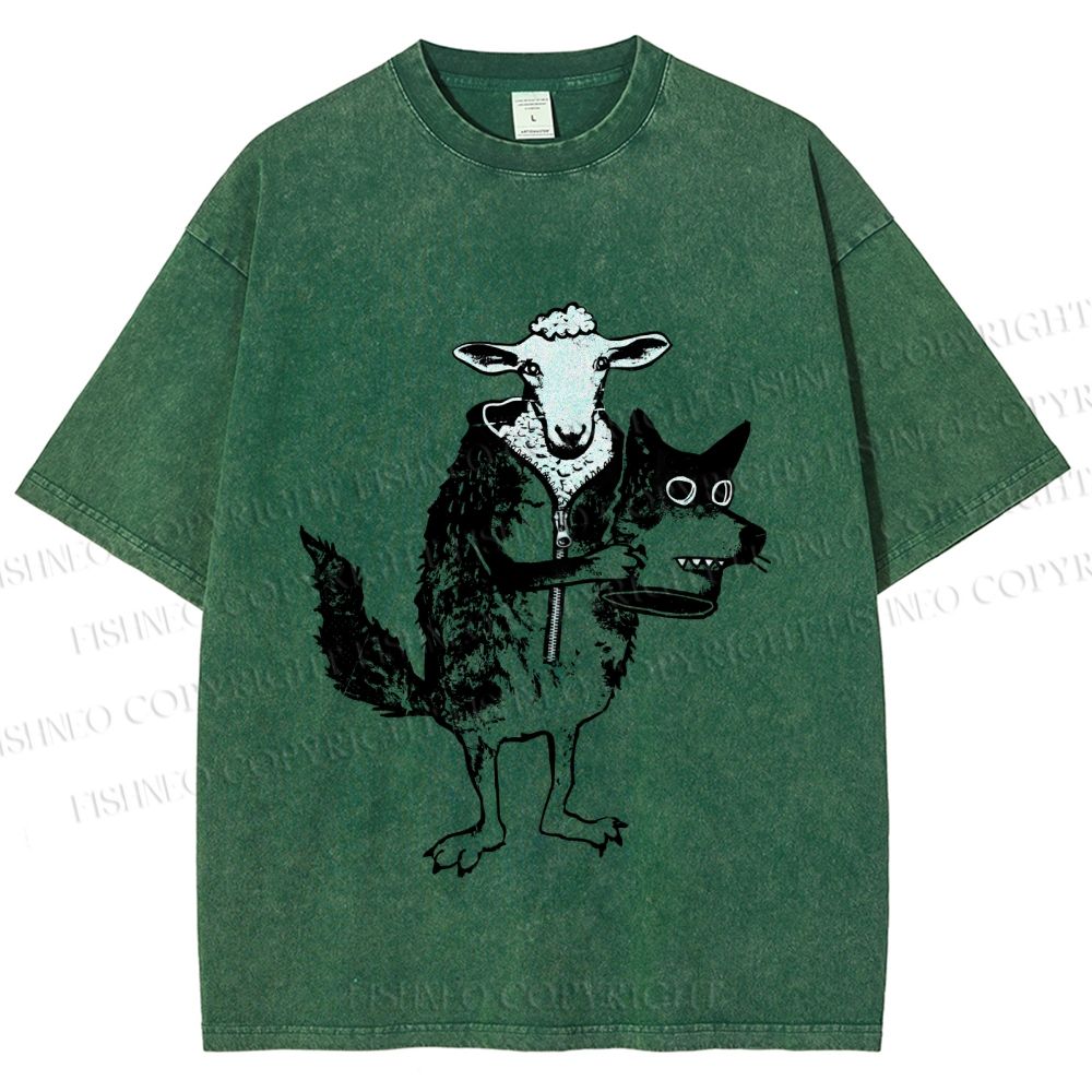 Unisex Sheep In Wolf’s Clothing Printed Washed Tee