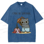 Unisex Pour It On Cat Printed Washed Tee