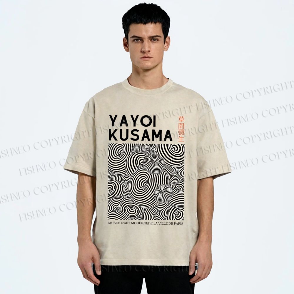 Unisex Yayoi Kusama Circle Printed Washed Tee