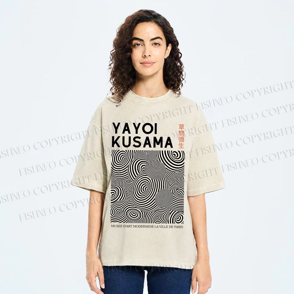 Unisex Yayoi Kusama Circle Printed Washed Tee
