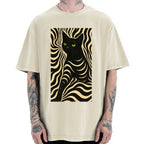 Black Cat Abstract Art Vintage Washed T-shirt