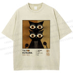 Unisex Yayoi Kusama Cat Printed Washed Tee