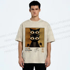 Unisex Yayoi Kusama Cat Printed Washed Tee