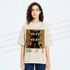 Unisex Yayoi Kusama Cat Printed Washed Tee