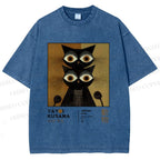 Unisex Yayoi Kusama Cat Printed Washed Tee
