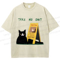 Unisex Sassy Cat Caution Sign Printed Washed Tee