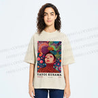 Unisex Yayoi Kusama Artistic portrait Printed Washed Tee