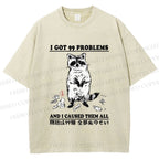 Unisex Troublemaker Raccoon Printed Washed Tee