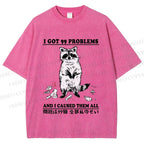 Unisex Troublemaker Raccoon Printed Washed Tee
