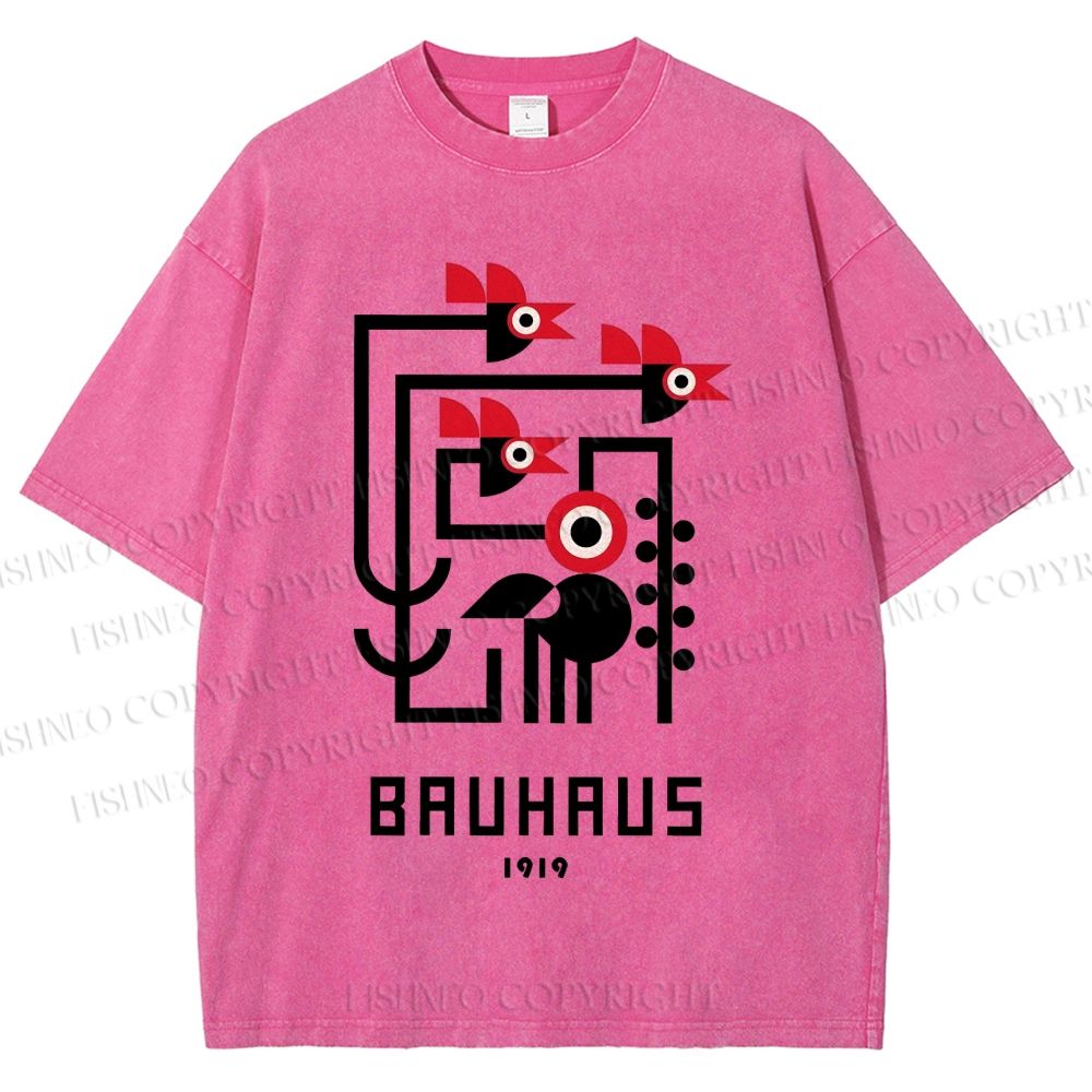 Unisex Bauhaus Geometric Bird Printed Washed Tee