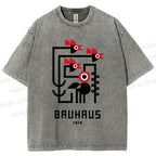 Unisex Bauhaus Geometric Bird Printed Washed Tee