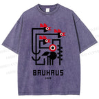 Unisex Bauhaus Geometric Bird Printed Washed Tee