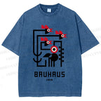 Unisex Bauhaus Geometric Bird Printed Washed Tee